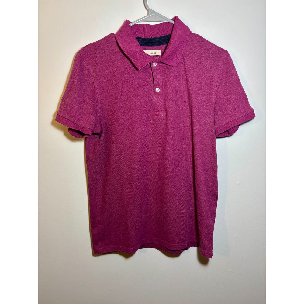 Celio Men’s Polo Shirt Pink Short Sleeve Collared Casual Top Size M Medium